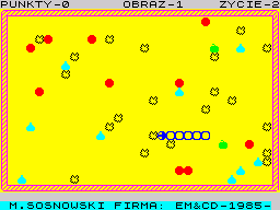 Gasienica (ZX Spectrum) screenshot: Hit the rock