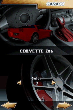 Corvette Evolution GT (Nintendo DS) screenshot: Corvette Z06 - Select Color