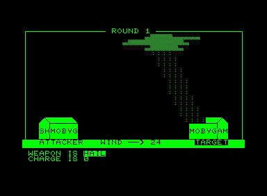 Weather War (Commodore PET/CBM) screenshot: Right on the mark