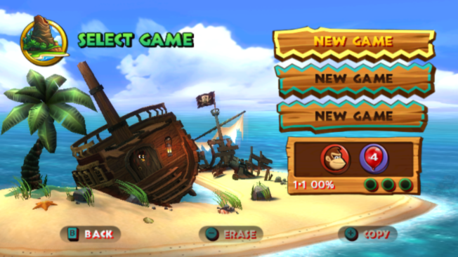 Donkey Kong Country Returns (Wii) screenshot: Main Menu