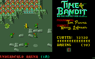 Time Bandit (DOS) screenshot: A fight in the arena -- in front of an excited audience.