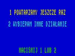 Arytmetyka (ZX Spectrum) screenshot: Repeat or leave
