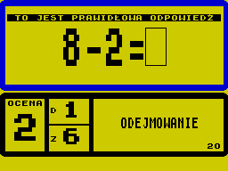 Arytmetyka (ZX Spectrum) screenshot: 3 trails failed