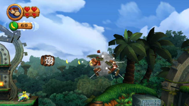 Donkey Kong Country Returns (Wii) screenshot: Barrel blasting is back
