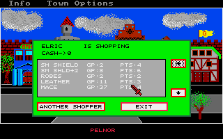 Phantasie (Amiga) screenshot: Shopping for gear