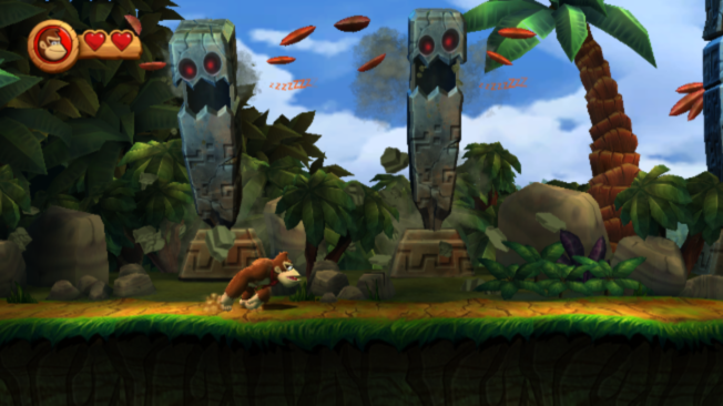 Donkey Kong Country Returns (Wii) screenshot: Falling pillars