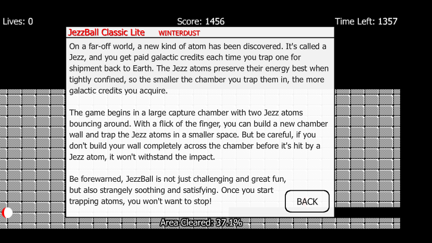 JezzBall Classic (Android) screenshot: The game's story