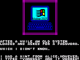 Skyscraper of Doom (ZX Spectrum) screenshot: Using computer