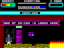 Skyscraper of Doom (ZX Spectrum) screenshot: Road blocked by fire