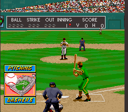 Relief Pitcher (SNES) screenshot: Top of the 1st inning