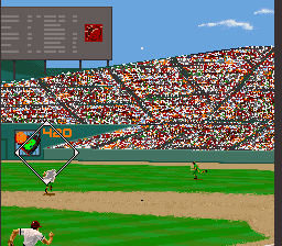 Relief Pitcher (SNES) screenshot: Hit the ball high into the outfield