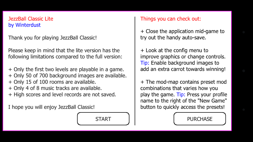 JezzBall Classic (Android) screenshot: As this is the demo version, they want you to buy the full version.