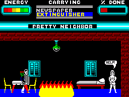 Skyscraper of Doom (ZX Spectrum) screenshot: Pretty neighbour