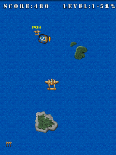 Pacific Wings (Android) screenshot: Some enemies drop power-ups when destroyed