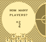 Monopoly (Game Boy) screenshot: Number of players selection.