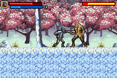X-Men: The Official Game (Game Boy Advance) screenshot: Boss fight against Sabertooth