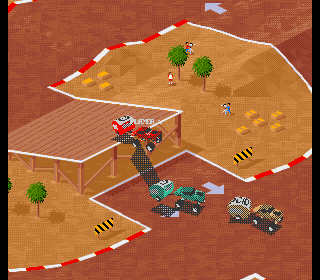 Super Skidmarks (Amiga CD32) screenshot: You can even add caravans to your car.