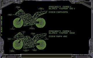 Black Viper (Amiga CD32) screenshot: Wireframe view of my bike.