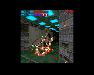Gloom (Amiga CD32) screenshot: The violence is a bit over the top in Gloom.