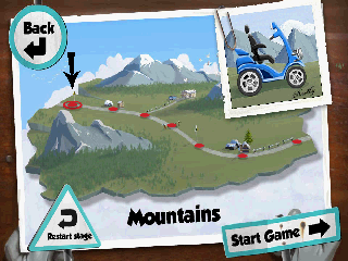 Turbo Grannies (Android) screenshot: First we're going to the mountains
