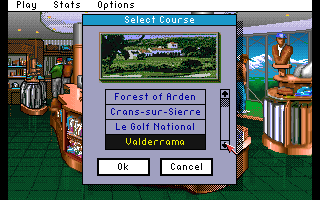 PGA European Tour (Amiga CD32) screenshot: Selecting my golf course.