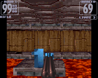 Fears (Amiga CD32) screenshot: An extra life surrounded by lava.