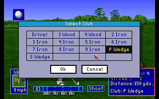 PGA European Tour (Amiga CD32) screenshot: Choosing the right club.