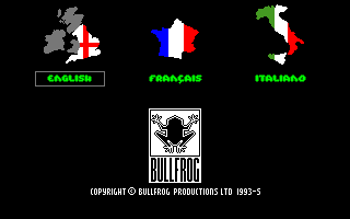 Syndicate (Amiga CD32) screenshot: Language selection.