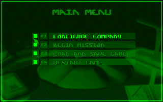 Syndicate (Amiga CD32) screenshot: The main menu.