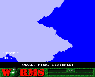 Worms (Amiga CD32) screenshot: Generating a random level.