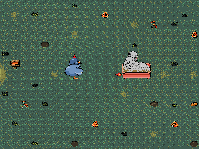 Garbage Pigeons (Windows) screenshot: He's running away... I think...