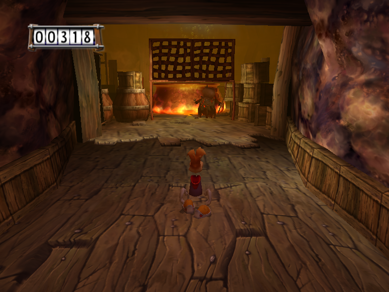 Rayman 3: Hoodlum Havoc (Windows) screenshot: The witch Begoniax, a boss in the Bog of Murk