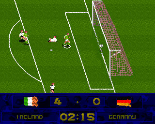 Soccer Superstars (Amiga CD32) screenshot: Another one in for the Irish!