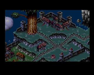 Flink (Amiga CD32) screenshot: The world map scrolls at the beginning of the game.