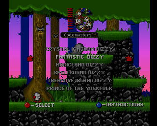 The Big 6 (Amiga CD32) screenshot: Compilation menu: Fantastic Dizzy.