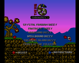 The Big 6 (Amiga CD32) screenshot: Compilation menu: Spellbound Dizzy.