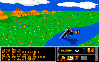 Sex Olympics (Atari ST) screenshot: Exploring a planet I've landed on