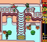 The Grinch (Game Boy Color) screenshot: Scene 7-8. Preparing to throw... whatever.