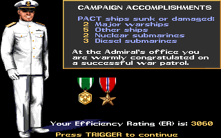 Red Storm Rising (Amiga) screenshot: Campaign accomplishments so far.
