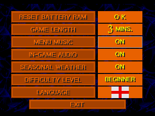 Championship Soccer '94 (SEGA CD) screenshot: Options
