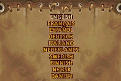 Rayman 3 (Game Boy Advance) screenshot: If you go to play the European version, choose between the 10 available languages.