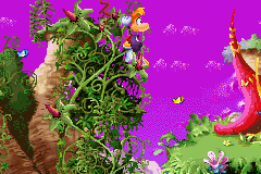 Rayman 3 (Game Boy Advance) screenshot: Grab in the plants to have access high platforms.