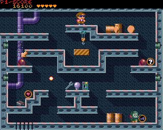 Naughty Ones (Amiga) screenshot: Further in level one