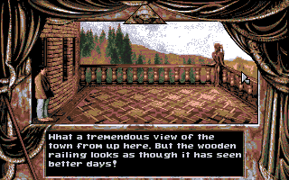 Dark Seed (Amiga CD32) screenshot: Ooh, there's even a balcony with a nice view!