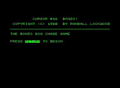 Bonzo! (Commodore PET/CBM) screenshot: Introduction screen