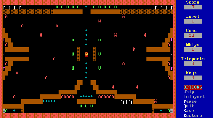 Kingdom of Kroz (DOS) screenshot: Level 1