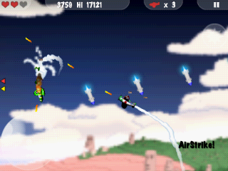 MiniSquadron (Android) screenshot: Launching an airstrike