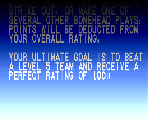 Super Bases Loaded (SNES) screenshot: The ultimate goal of Super Bases Loaded