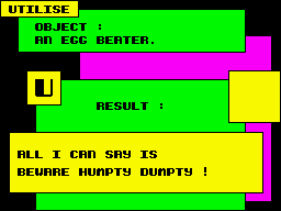 Thing! (ZX Spectrum) screenshot: Combination of two objects.