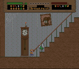 Packy & Marlon (SNES) screenshot: First level - why is there a standard ghost house in the camp?